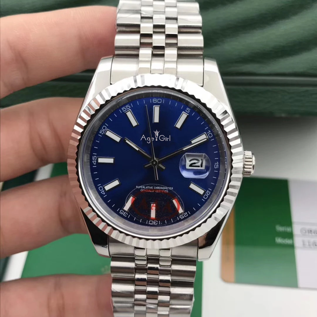 

Famous New Men Watch Datejust Stainless Steel Automatic Mechanical Sapphire Glass Black Blue Grey Jubilee Bracelet 36mm