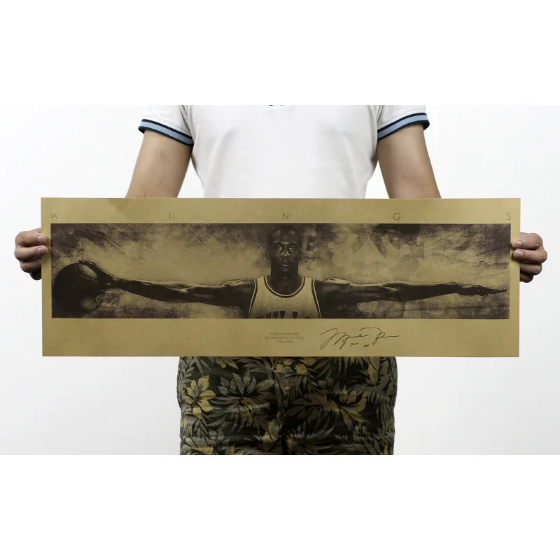 Спортивные винтажные картины баскетбольной звезды из крафт-бумаги настенные
