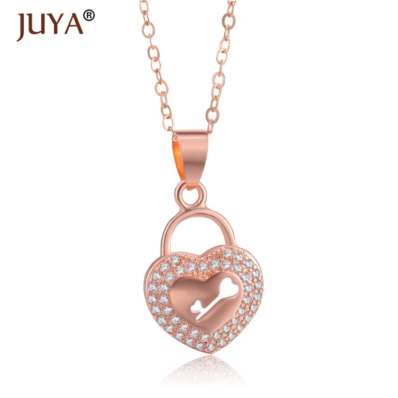 fashion statement necklaces for women Luxury Jewelry Copper Zircon Rhinestone Key Pendants Necklace Silver Femme