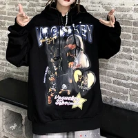 deeptown punk streetwear black printed oversize hoodies women hip hop harajuku crewneck long sleeve pullover female sweatshirt