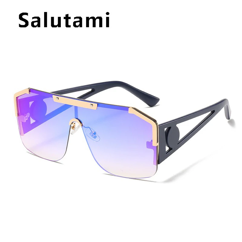 Солнцезащитные очки без оправы для мужчин и женщин модные цельные винтажные