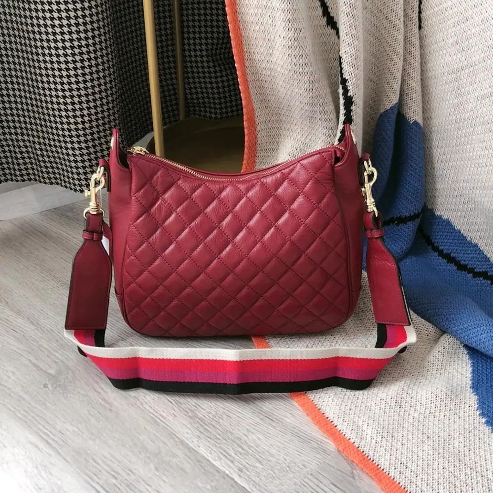

free shipping 2020 the new style pretty diamond lattice genuine cow leather women one shoulder bag crossbody bag28.5 cm 4color