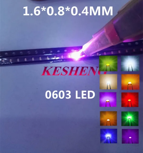 3000 шт. 0603 сверхмощный бисерный LED SMD светильник светодиод синий и красный цвета