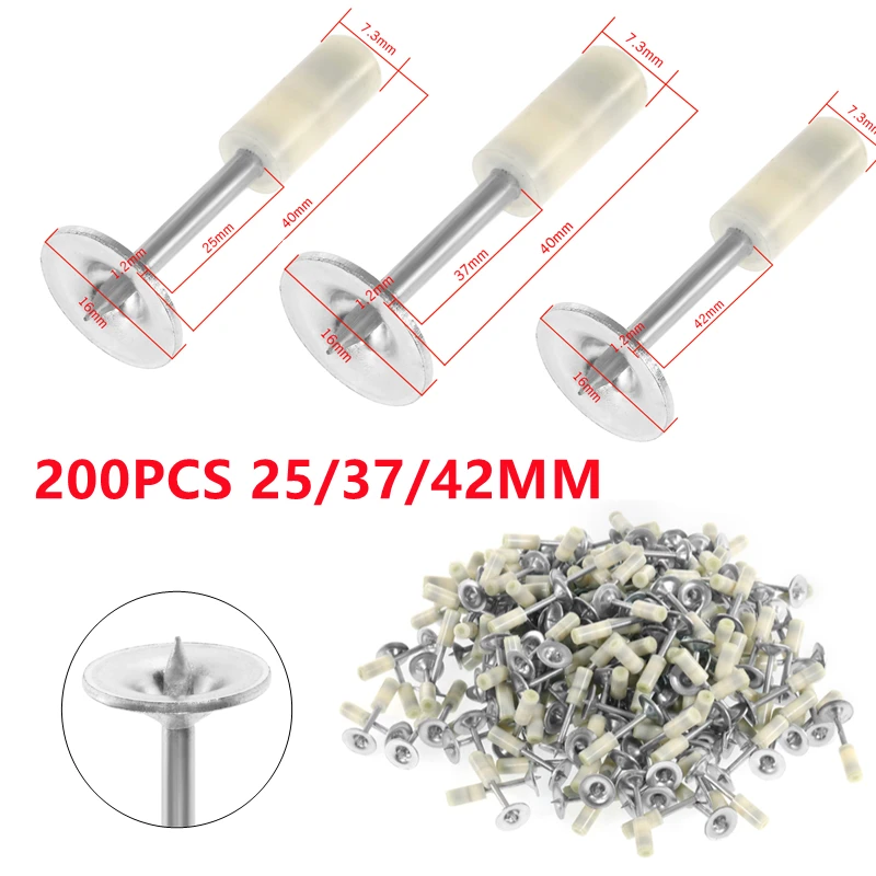 200Pcs 25/37/42m Nails Fits 7.3mm  Manual Tufting Gun Steel Rivet Tool Concrete Wall Anchor Wire Slotting Nails Device Tool Part