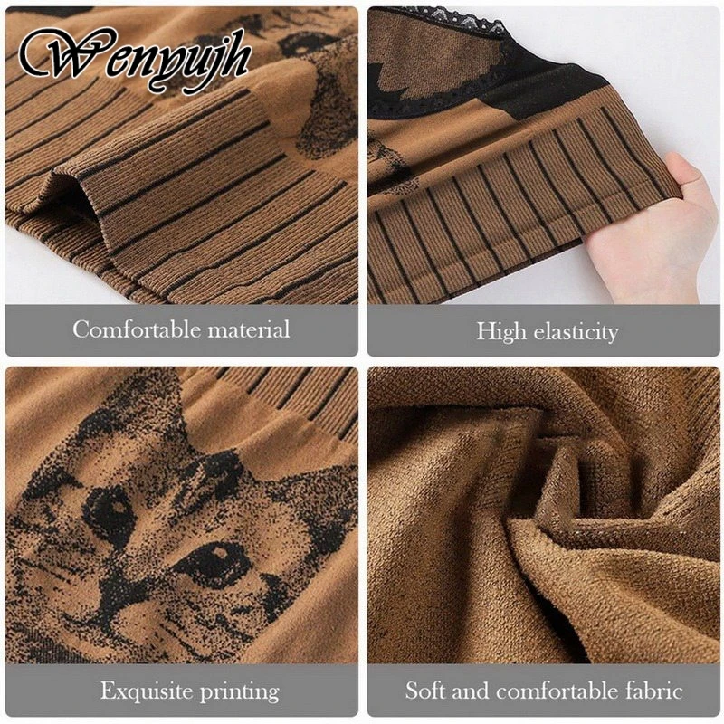 

WENYUJH Underwear Women Cartoon Briefs Sexy Lingerie For Women Push Up High Waist Panties Intimate Safety Pants Lace Lingerie