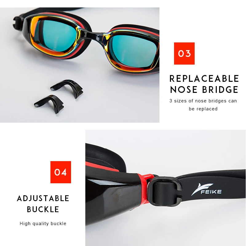 Уличные профессиональные плавательные очки в большой оправе 3 шт.