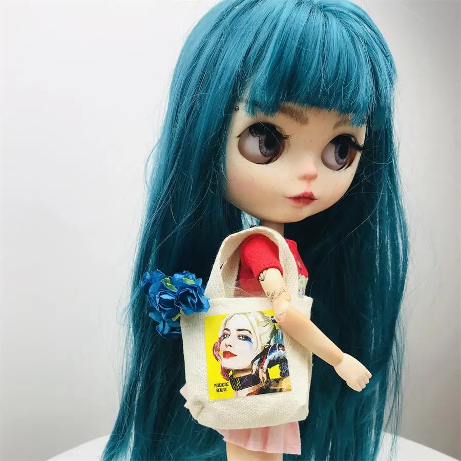 

Новинка, 1 шт., милая Холщовая Сумка для кукол, Белые Повседневные Сумки для blyth,licca barbis, аксессуары для кукол 1/6