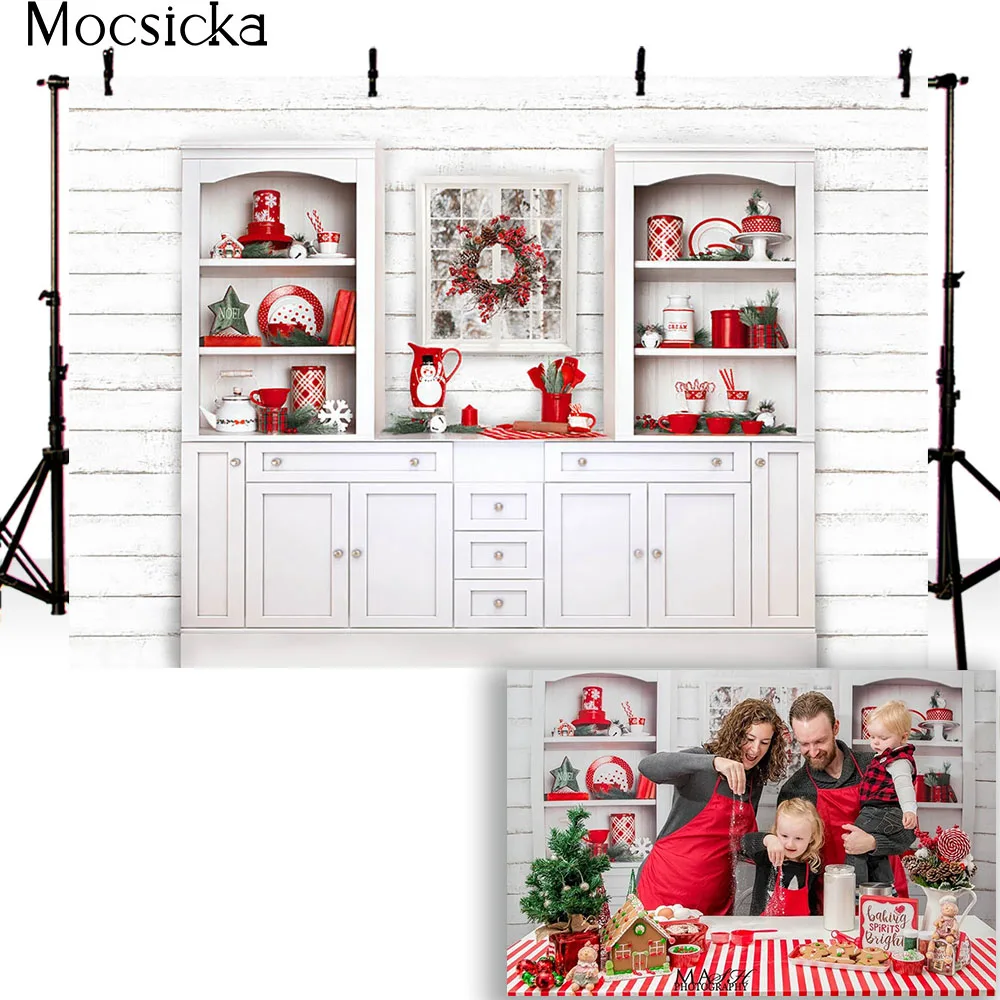 Рождественский кухонный фон для фотосъемки буфет украшения рождественской