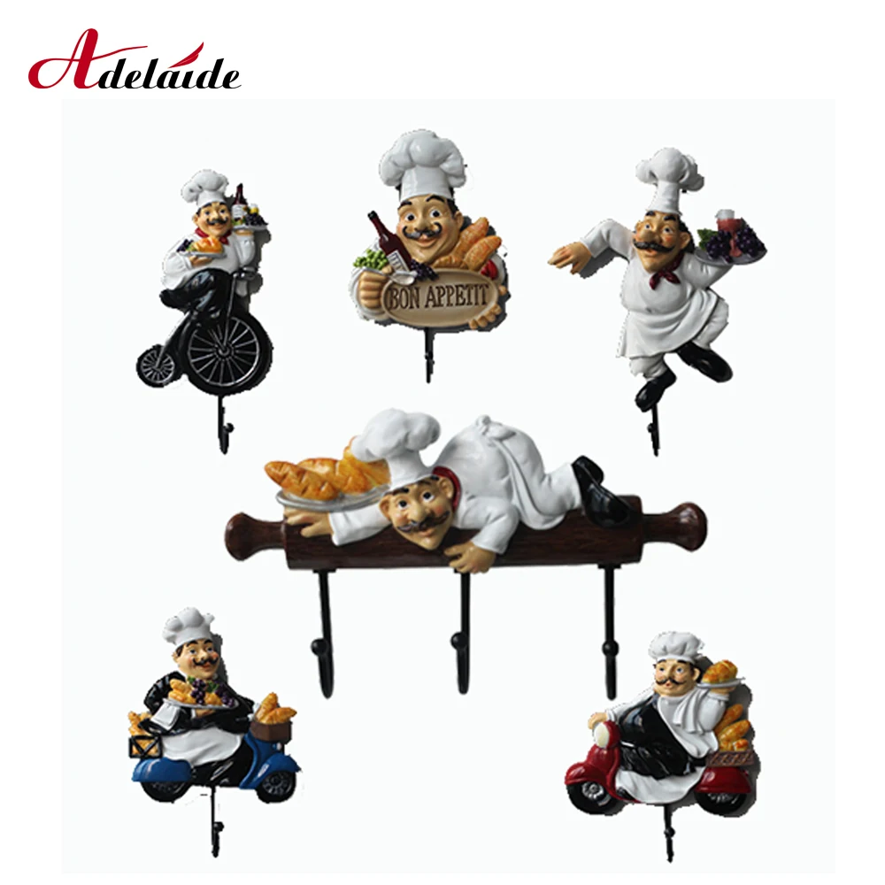 Креативные кухонные настенные крючки статуэтка шеф-повара настенная полка из