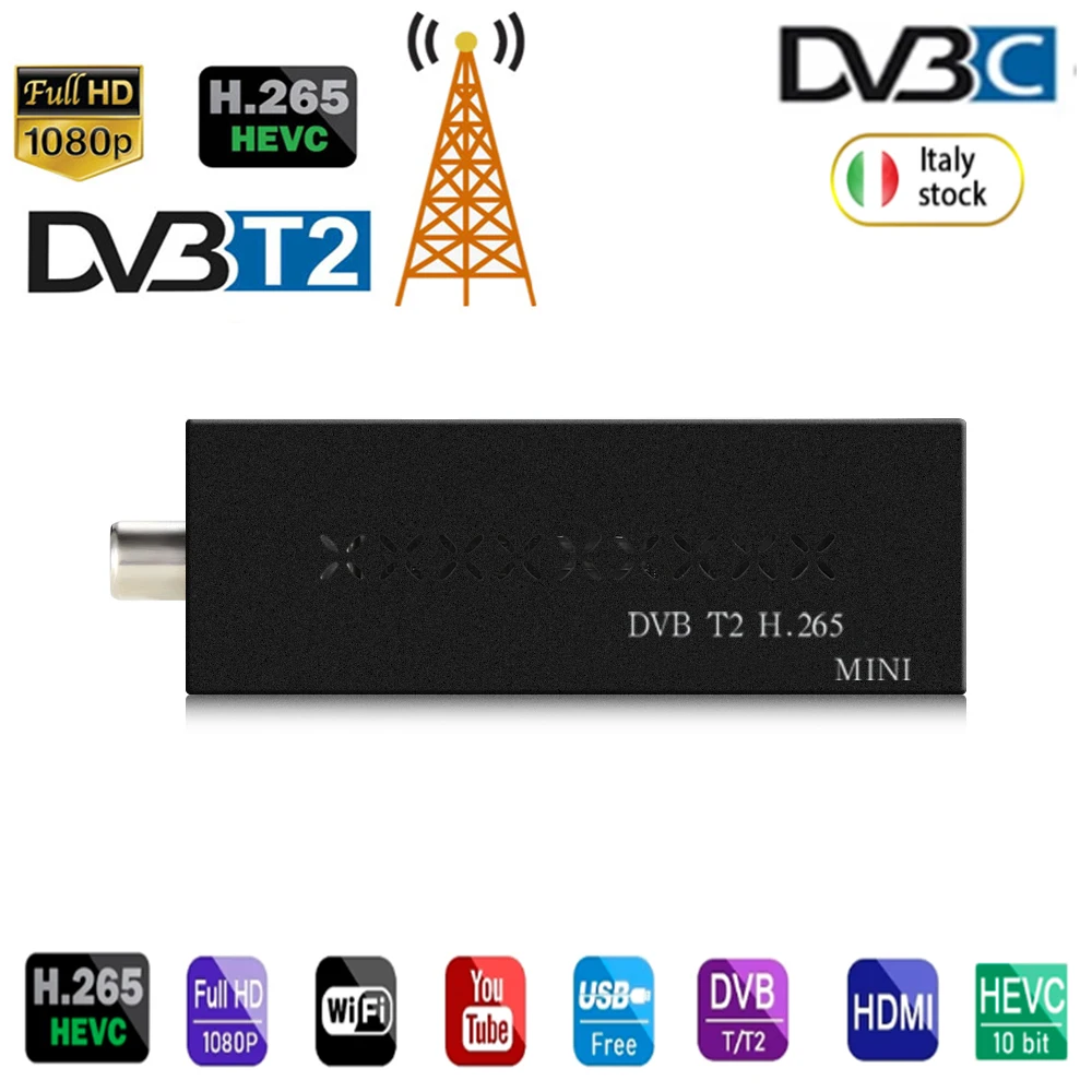 Новейший ТВ-тюнер Haohsat DVB T2MINI HD H265 Hevc поддерживает 10-битный Dolby AC3 USB WIFI полностью