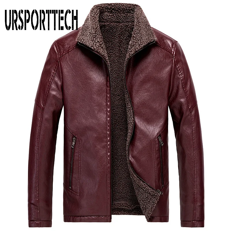 Мужская длинная куртка из ПУ кожи с искусственным мехом размеры до 7xl|Куртки