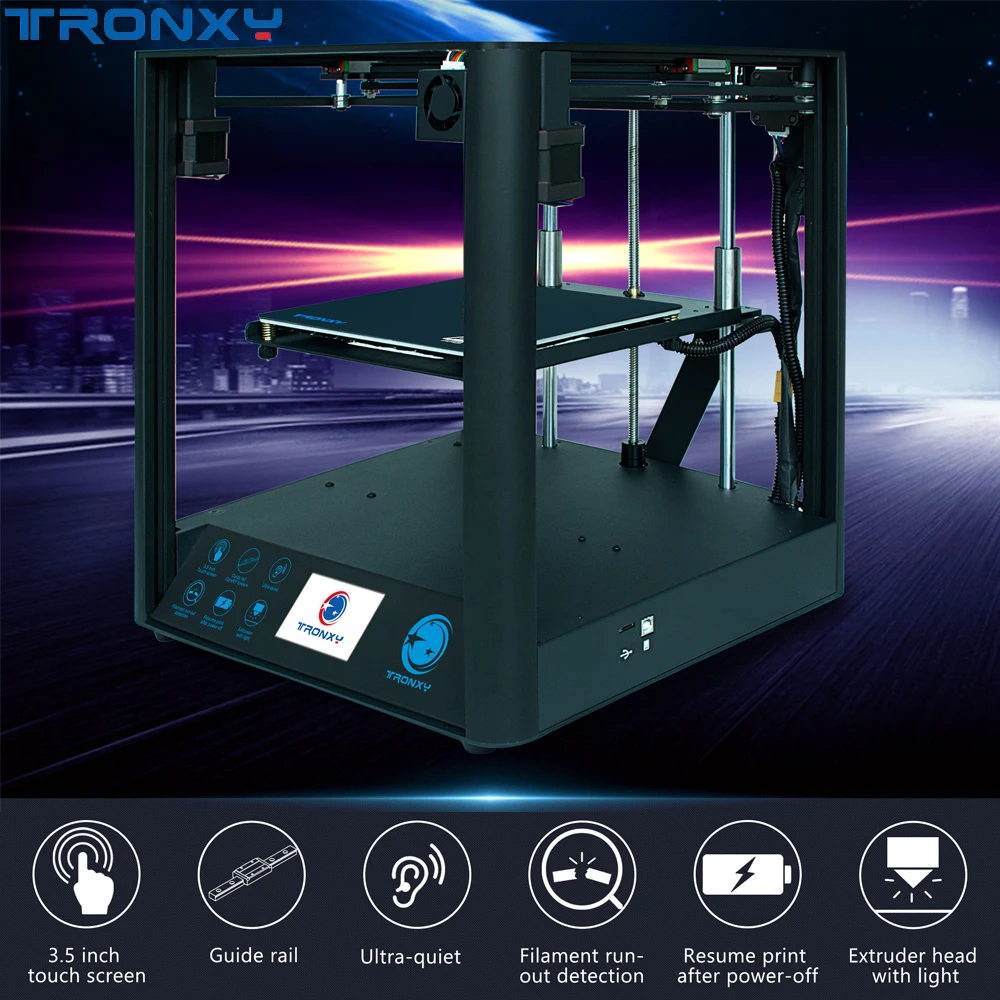 Billig Ultra-Ruhige Design 3D Drucker Schnelle Montage Industrie Linearführungsschiene Core Titan Extruder High-präzision Druck Tronxy D01