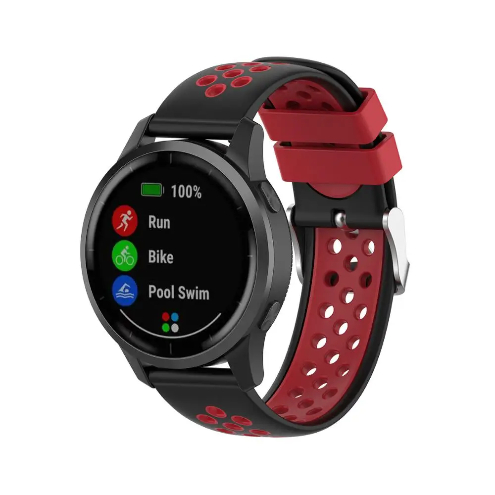 18mm Watch strap band For Garmin Vivoactive4s Sport silicoe Wristband For Garmin Vivoactive 4 Wrist bracelet 22mm double color