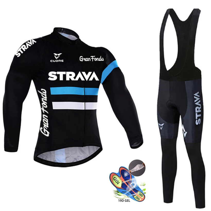 

Pro Team strava 19D cycling jersey bib set MTB uniform men's cycling wear spring and autumn long bicycle wear cycling wear