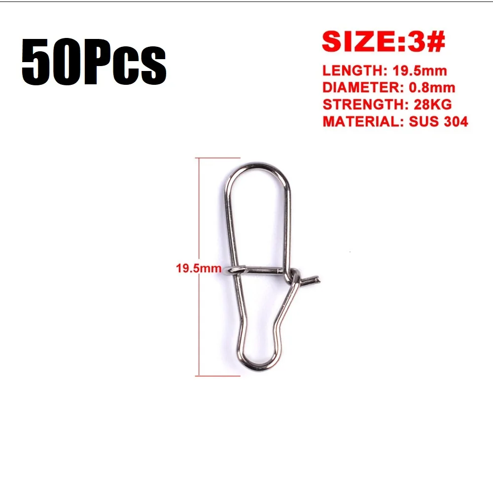 3 - 50pcs 50 шт./пакет Нержавеющая сталь быстрая защелка Замковая оснастки вращающиеся твердые кольца безопасности защелки для рыбалки разъем крюк PESCA жидкость для снятия шарнирного соединения - Цвет: 3 - 50pcs