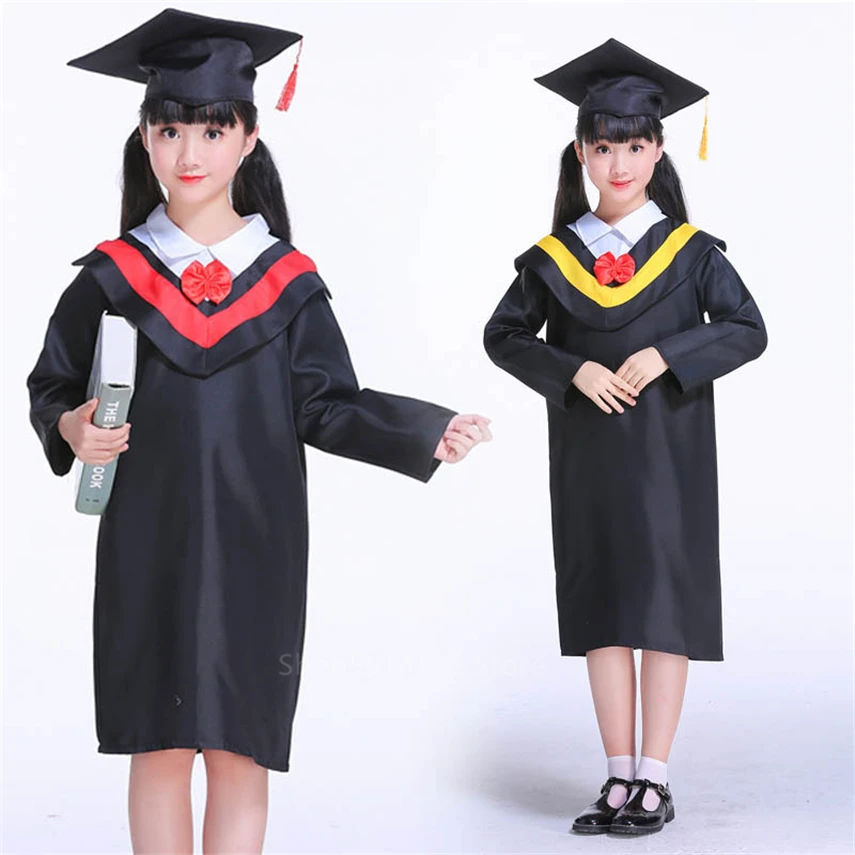 

Children Graduation Gown Kindergarten School Uniform Kids Academy Clothing Bachelor Cosplay Costume Party Performance Dress Caps
