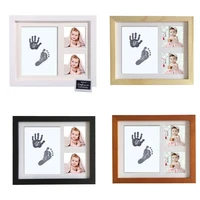 baby footprint kit handprint picture frame with safe and non toxic ink pad perfect newborn keepsakes girls boys shower gift