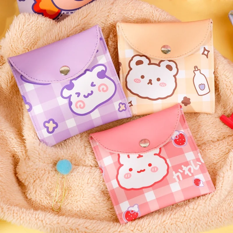 

Women Hasp Sanitary Pad Pouch Cartoon Bear Napkin Towel Storage Bag Holder Girls Money Card Key Bag Card Jewelry Organizer