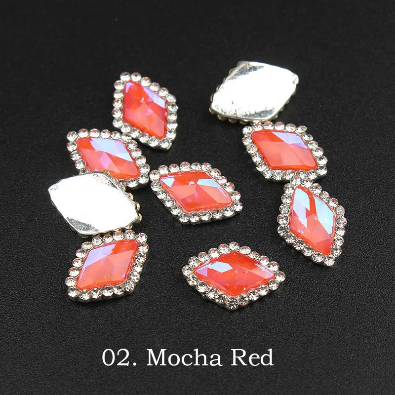 2.Mocha Red 10 шт. стиль мокко Кристалл Блеск, 3D металлический сплав для маникюра искусство украшения/амулеты/шпильки, ногти 3d ювелирные изделия - Цвет: 2.Mocha Red