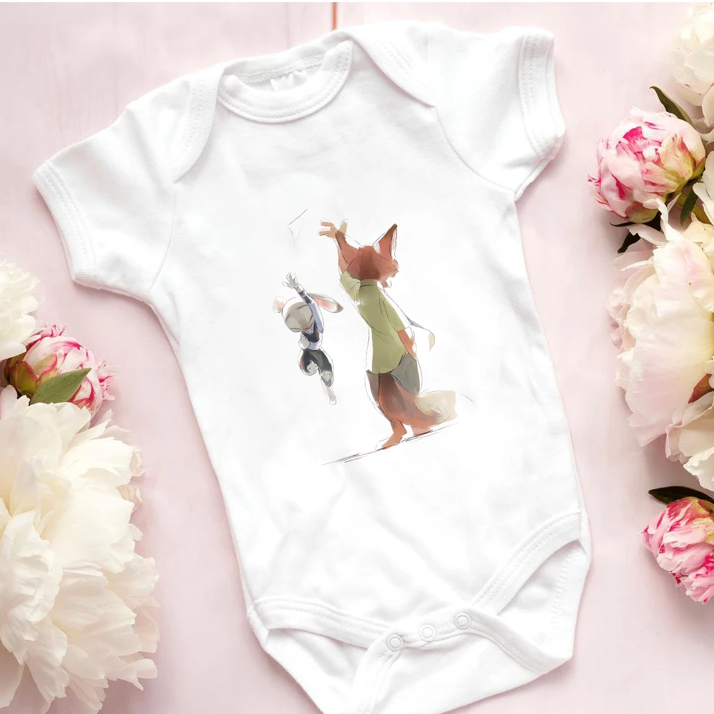 

Harajuku Newborn Girl Boy Jumpsuit Anime Cartoon Judy and Nick Graphics Toddler Romper Comfortable Summer Baby Jumpsuit Clothes