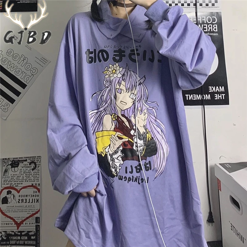

Harajuku Streetwear Sweatshirt Goth Clothes New 2021 Autumn Casual Kawaii Clothes Oversized Baggy Anime Pattern Tops Pullover