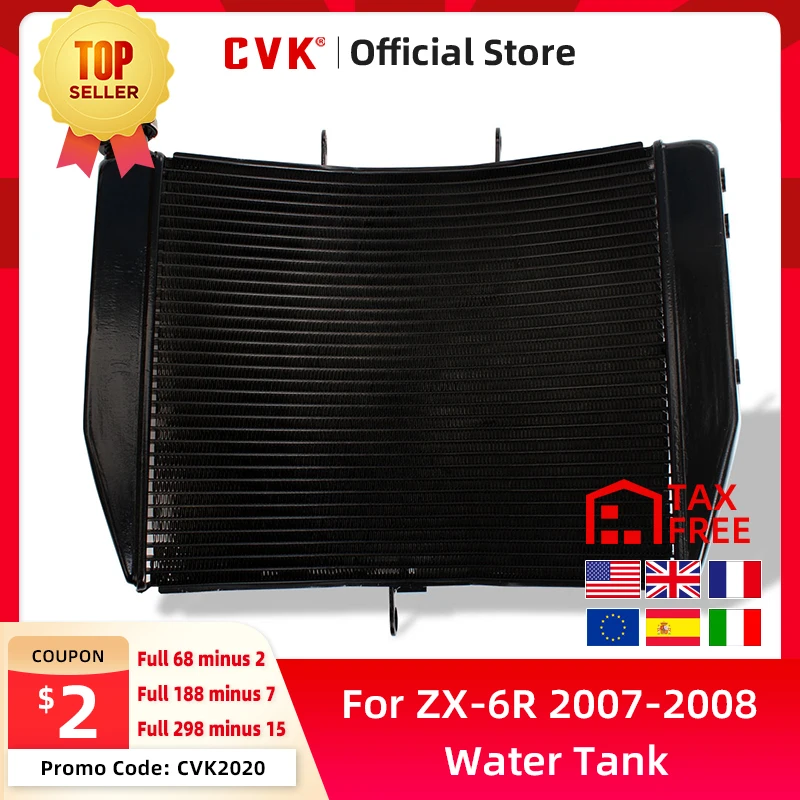 CVK Motorcycle Aluminium Radiator Cooler Cooling Water Tank for Kawasaki NINJA ZX-6R 636 2007 2008 ZX6R 07 08 ZX 6R ZX600