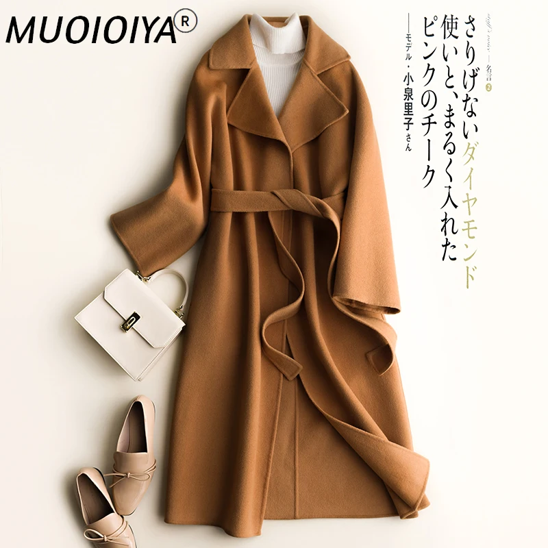 

100% Wool Coat 2021 Autumn Winter Jacket Women Double Side Woolen Coats and Jackets Women Korean Long Jacket MY4082