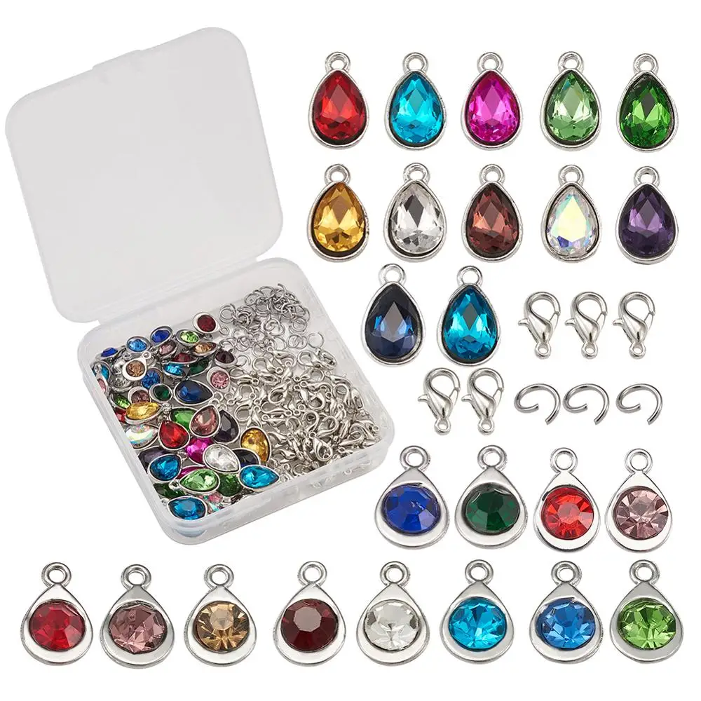 

Подвески из сплава и стекла для самостоятельного изготовления ювелирных изделий, смешанные цвета, аксессуары для украшения браслета, ожере...