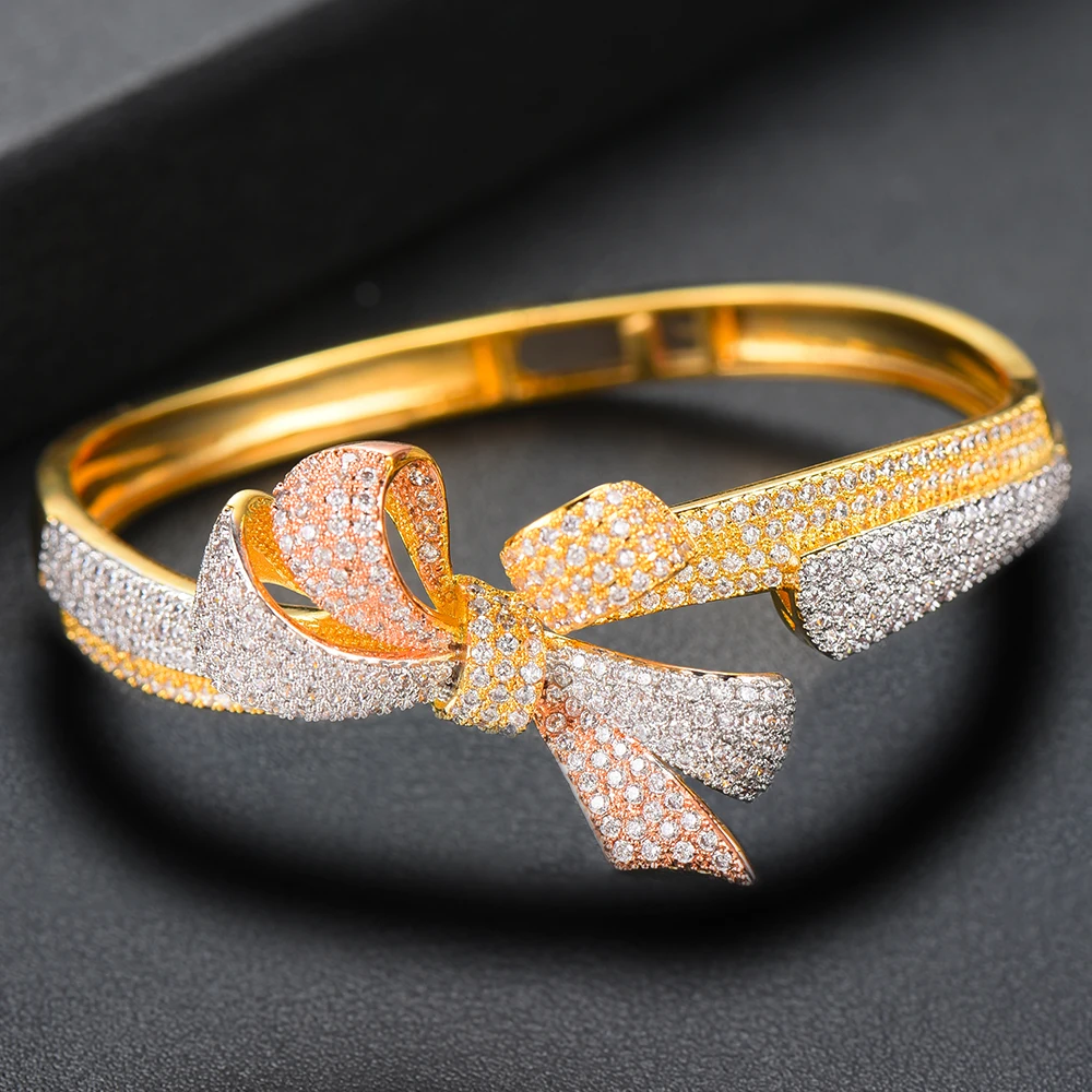 GODKI 2 шт Дубай Стиль Открытый браслет/кольцо Подвески кубического циркония