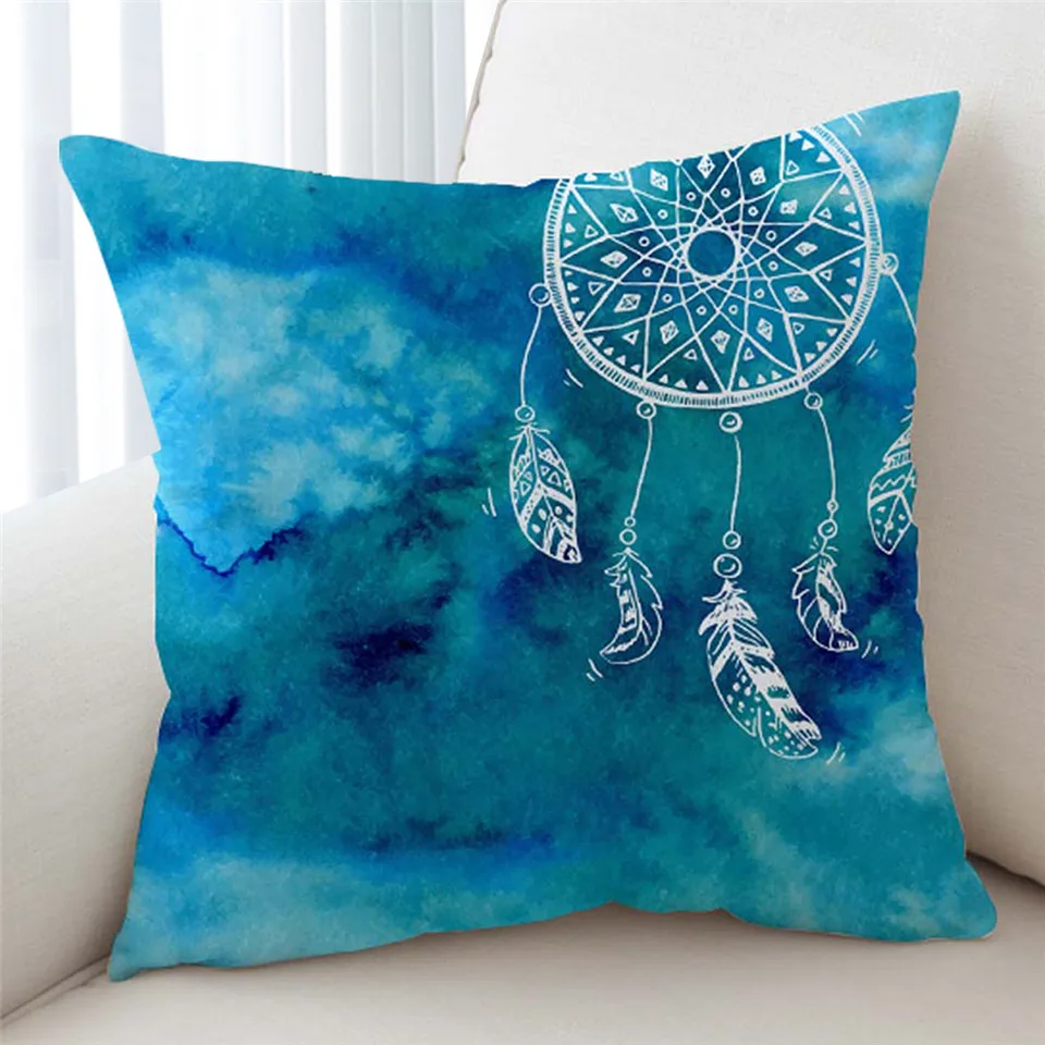 Постельные принадлежности Outlet Dreamcatcher Чехлы для подушек цветная подушка с перьями чехол богемный Мандала бросок Чехол 2 размера черные наволочки