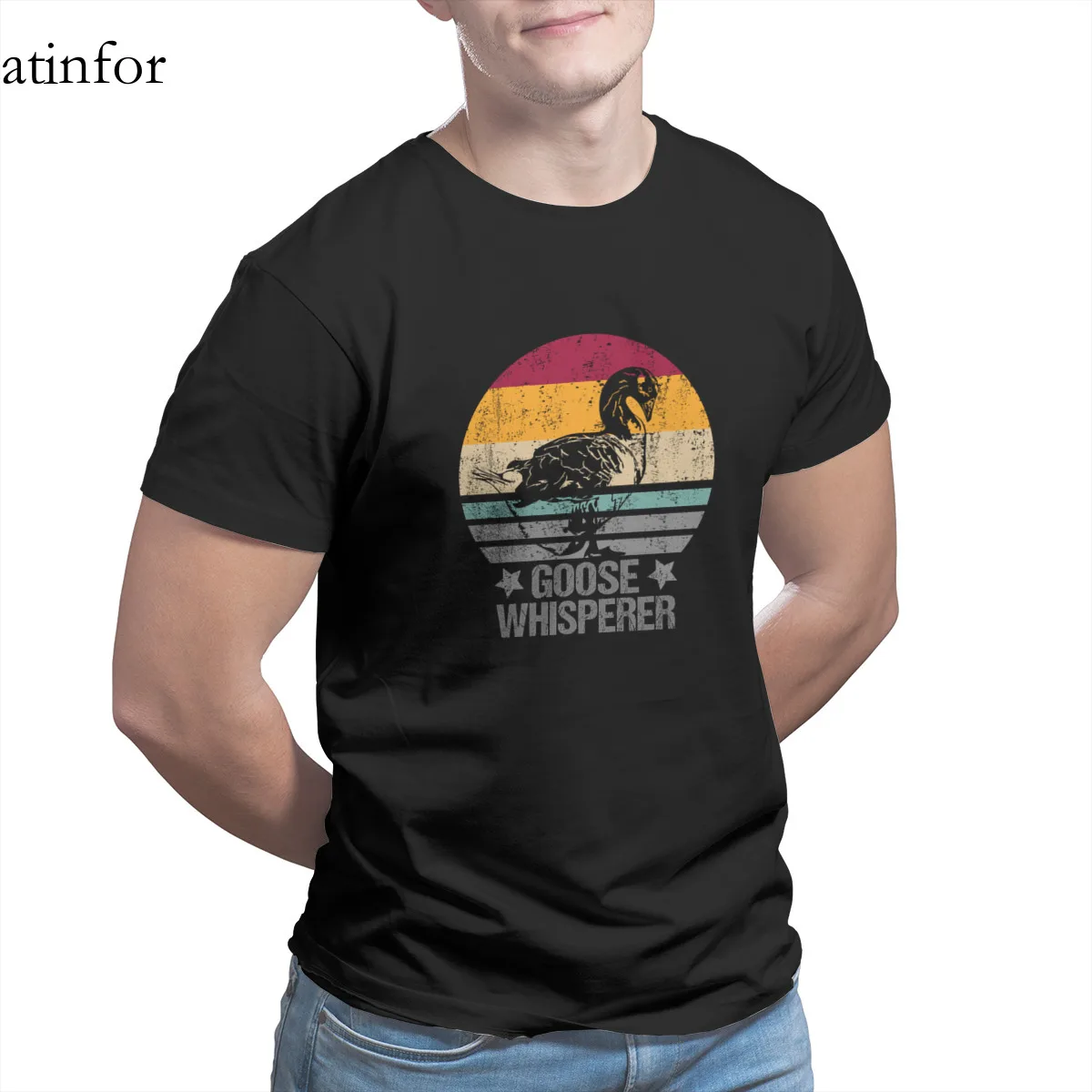 

Goose Whisperer Retro Silhouette Gift for Farmer T-Shirt Fashion Black Vintage Punk Kawaii Tshirts 28902