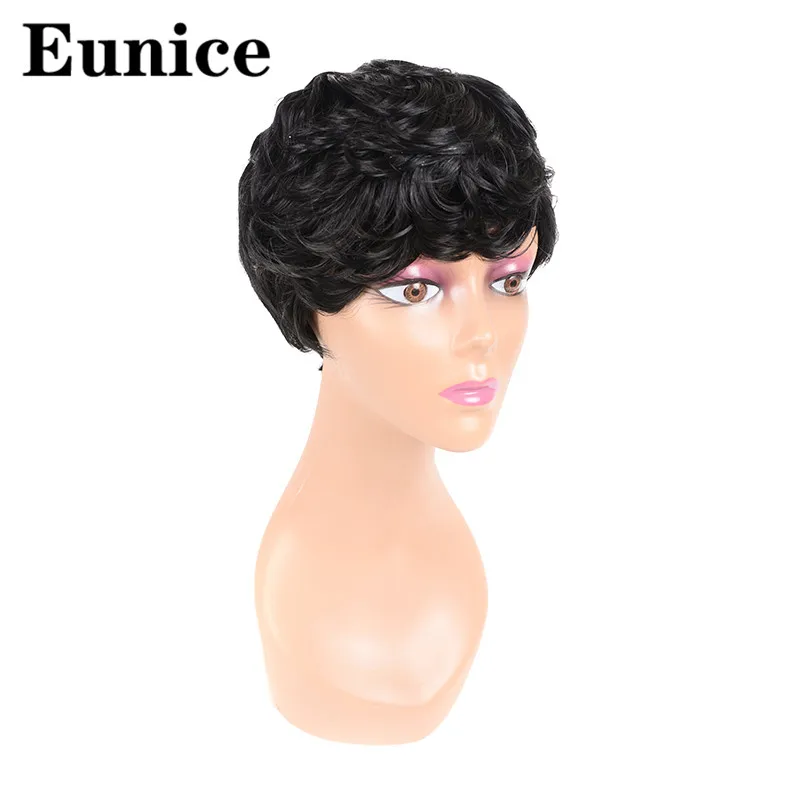 Короткие парики синтетические волосы пышные черные смешанные со светлыми