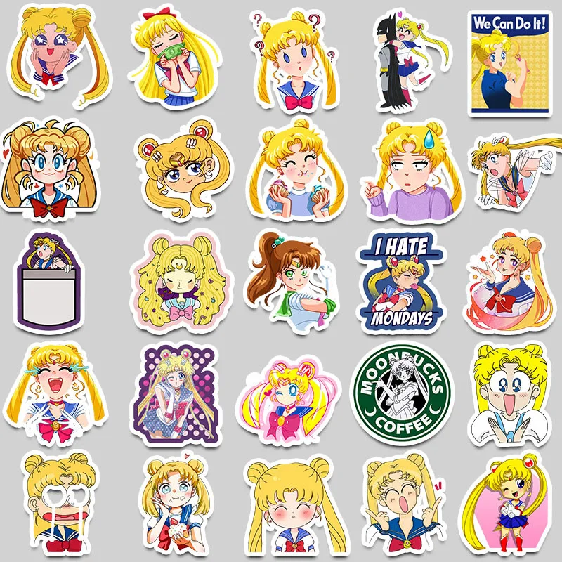 

Bandai Genuine Anime 50 Sailor Moon Cute Stickers Graffiti Stickers Personalized Skateboard Stickers Trolley Case Stickers