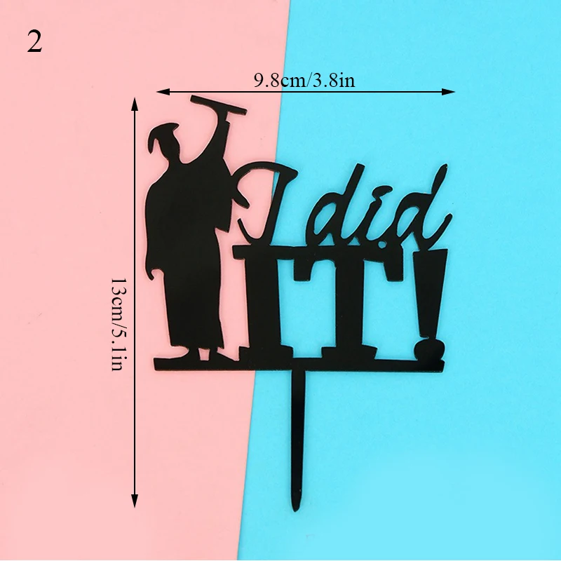 Акриловые топперы для торта с удовольствием от выпускного вечера кепка
