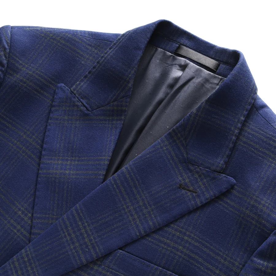 

Rsfocus Navy Blue Plaid Wedding Suit Men 2020 Slim Fit Italian Double Breasted Suits 2 Pieces Tuxedo Formal Business Wear TZ017