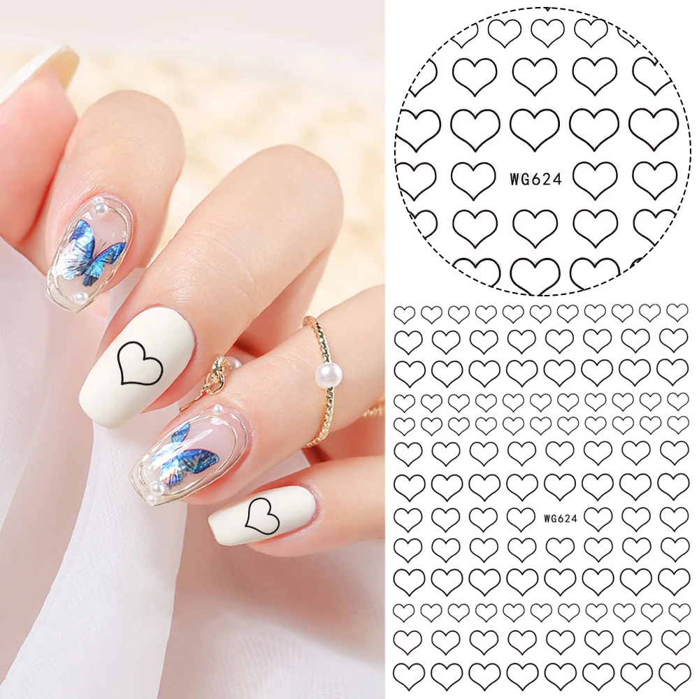 

Nail Sticker Gold Love Heart 3d Nail Sticker Simple Diy Slider Nail Art Decoration Nail Foil Love Heart Design Nails Accessories