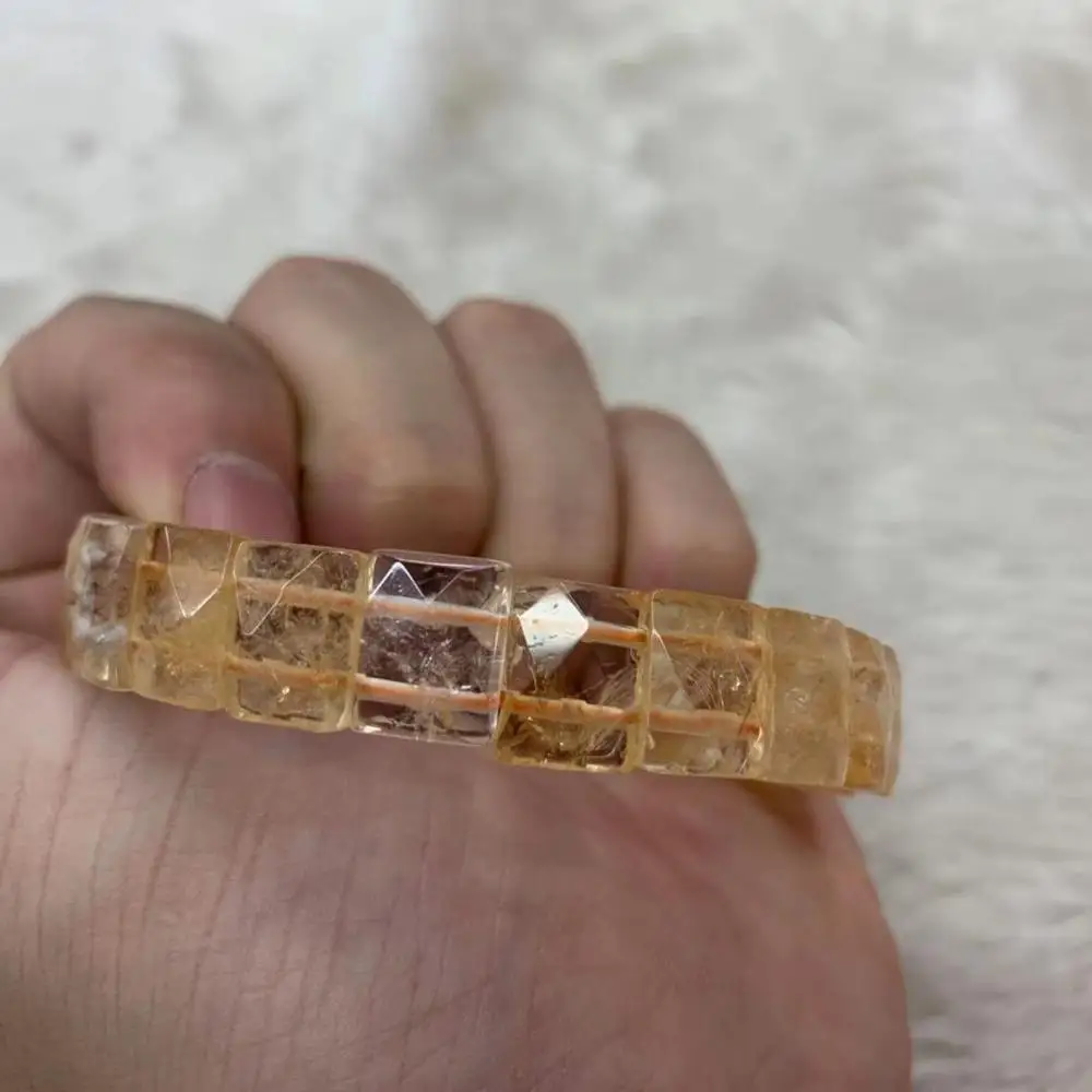 Браслет с бусинами желтого цитрина природные цветы для женщин украшение подарка