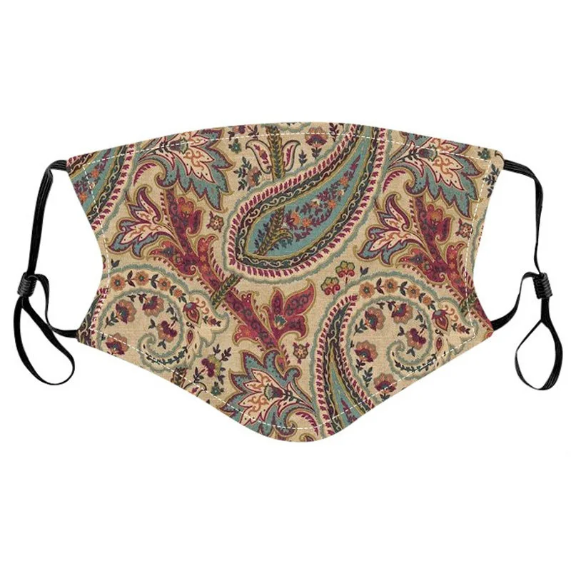 

1pcWomen Floral Print Washable Safet Mask Face Cloth Breathable Mouth Caps Reusable Cotton Mascarilla Halloween Cosplay Mask