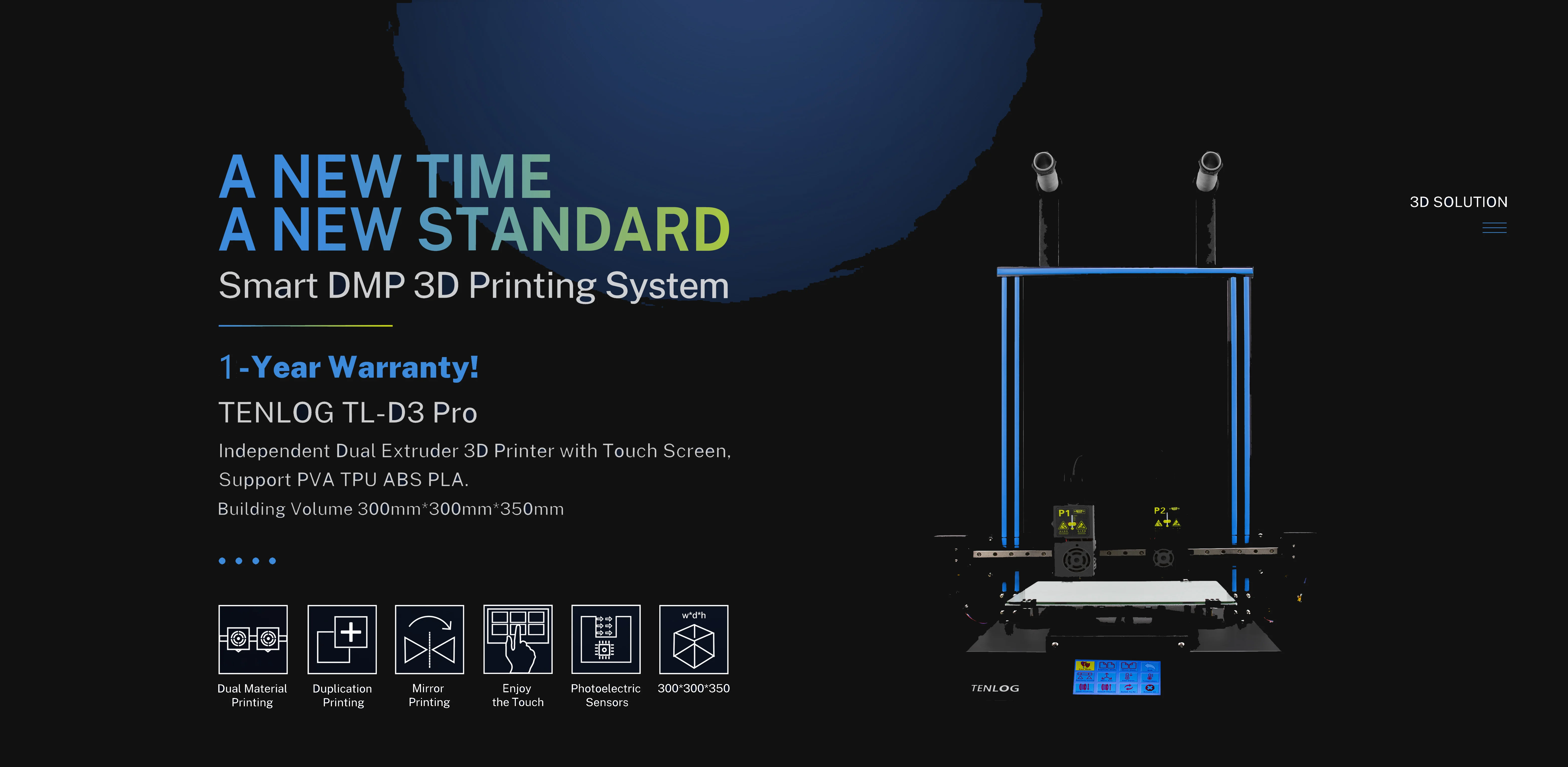 TENLOG TL-D3PRO Независимый Двойной Экструдер 3d принтер большой размер печати lcd сенсорный экран