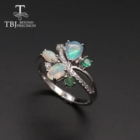 tbj colorful opal emerald gemstone ring natural gemstone jewelry 925 sterling silver fine jewelry for women wife mom nice gift