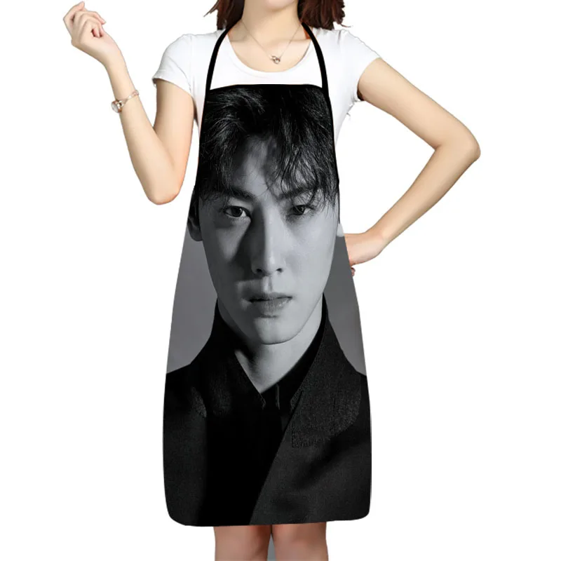 

Cha EunWoo Actor Printed Kitchen Cooking Baking Aprons Home Cleaning 68*95cm Oxford Fabric For Women Man Home Delantal Cocina