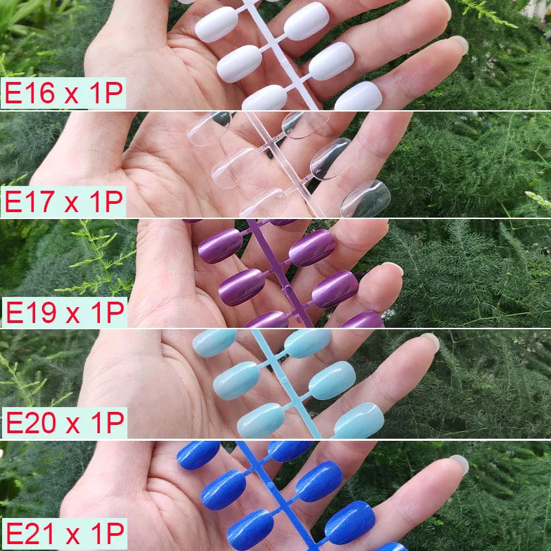 J-5PCs Mix Colors 18 смешанных цветов короткие круглые кончики для Ногтей Полное покрытие накладные кончики для Ногтей пресс на поддельные ногти яркие цвета - Цвет: J-5PCs Mix Colors