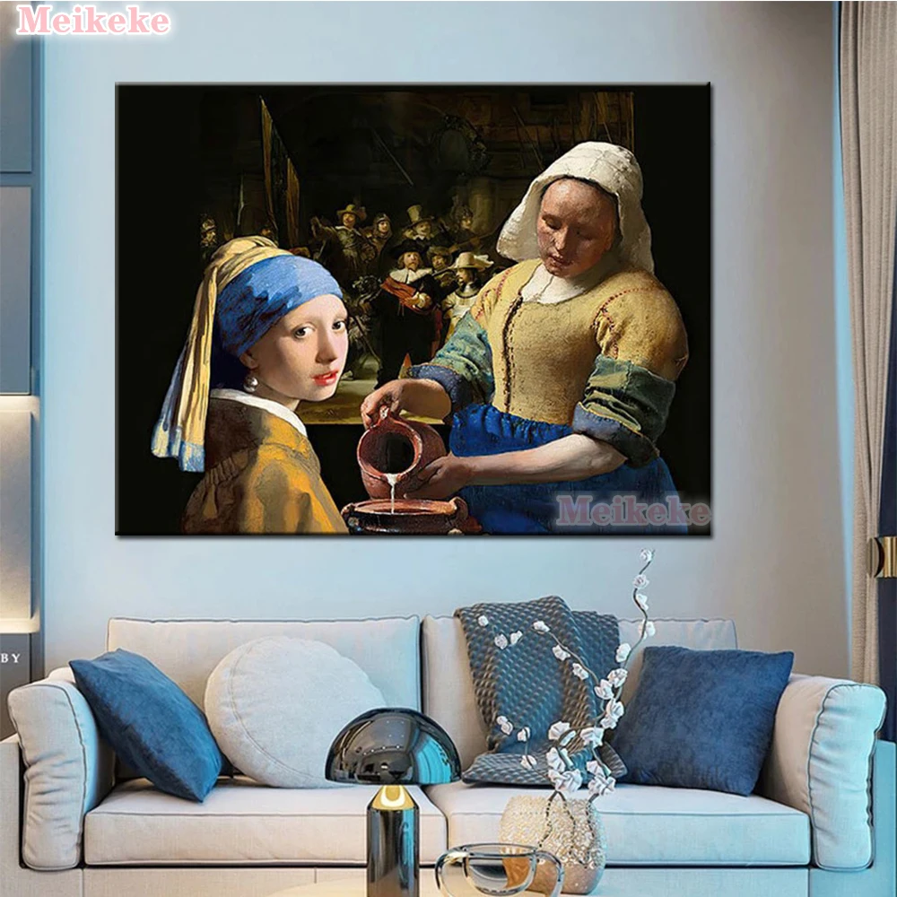 

5D алмазная живопись Milkmaid, полностью квадратная Алмазная вышивка, вышивка крестиком, серия драгоценных камней и Вермеера