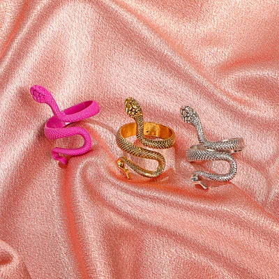 

1 Pcs Stereoscopic New Retro Punk Exaggerated Snake Ring Fashion Personality Snake Opening Adjustable Ring Jewelry Dropshipping
