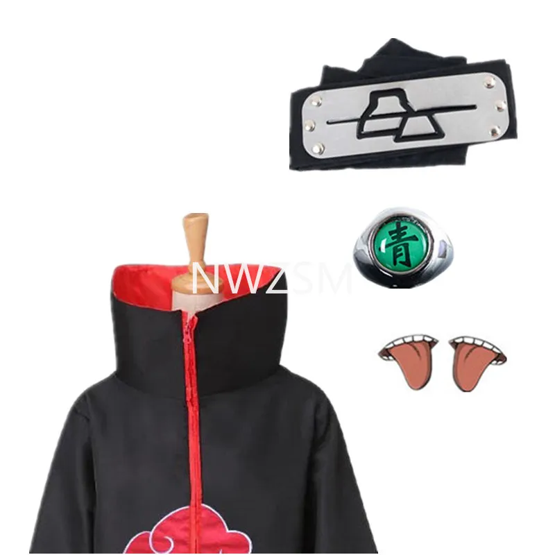 Аниме обезболивающие костюмы костюм Акацуки плащ повязка на голову кольцо набор