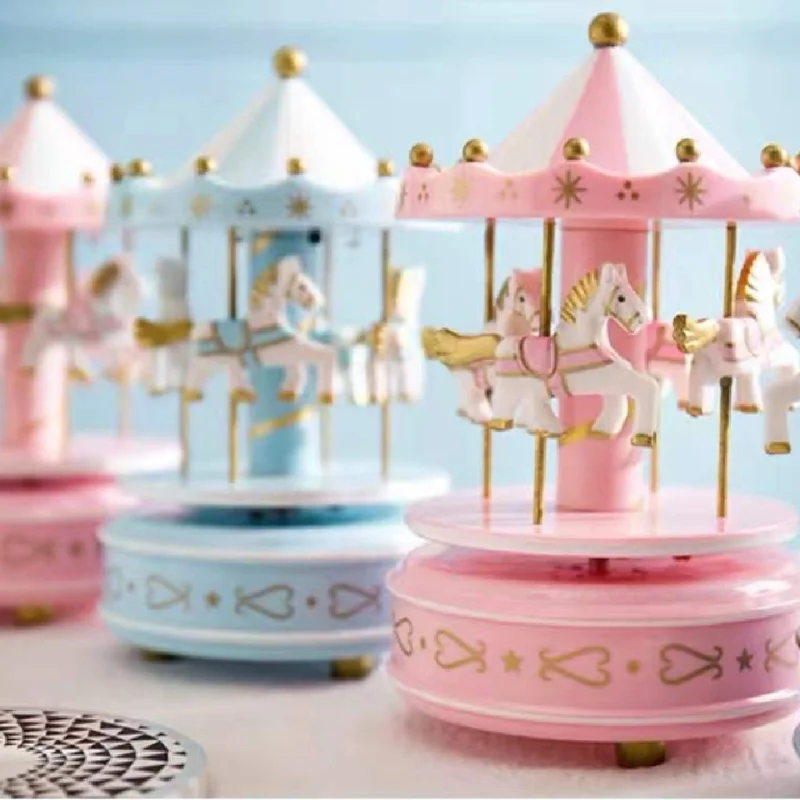 

Music Box Carousel Children's Birthday Cake Ornament Carousel Cake Ornaments Dessert Stand Howls Moving Castle caja musical