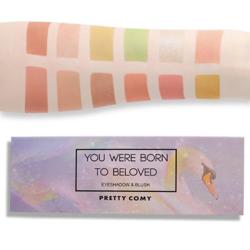 Тени для век Pretty Comy 12 цветов нюдовые блестящие матовые мерцающие водостойкие
