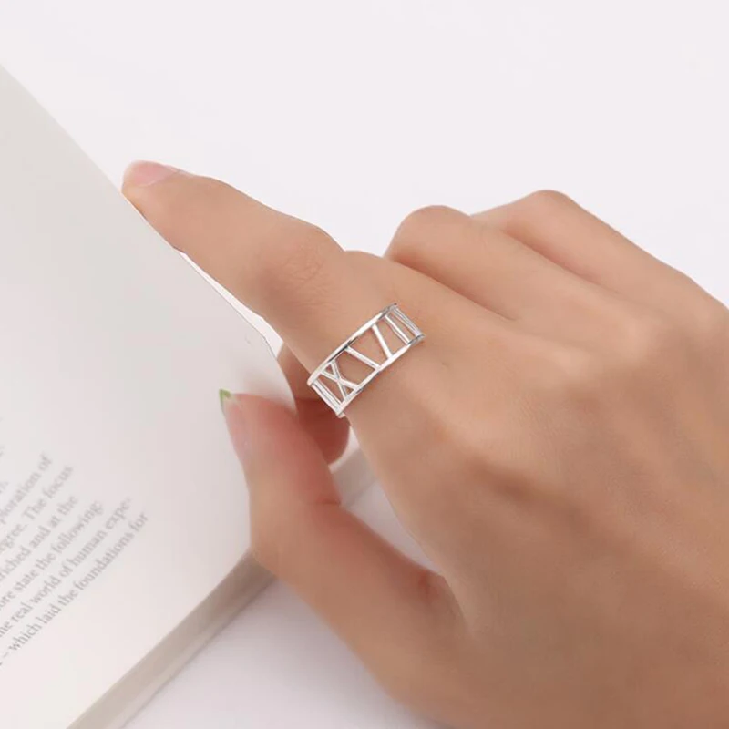 

Fashion Irregular Minimalist Hollow Smooth Silver Adjustable Rings for Women Men Couple Party Fine Jewelry Gifts Accessories