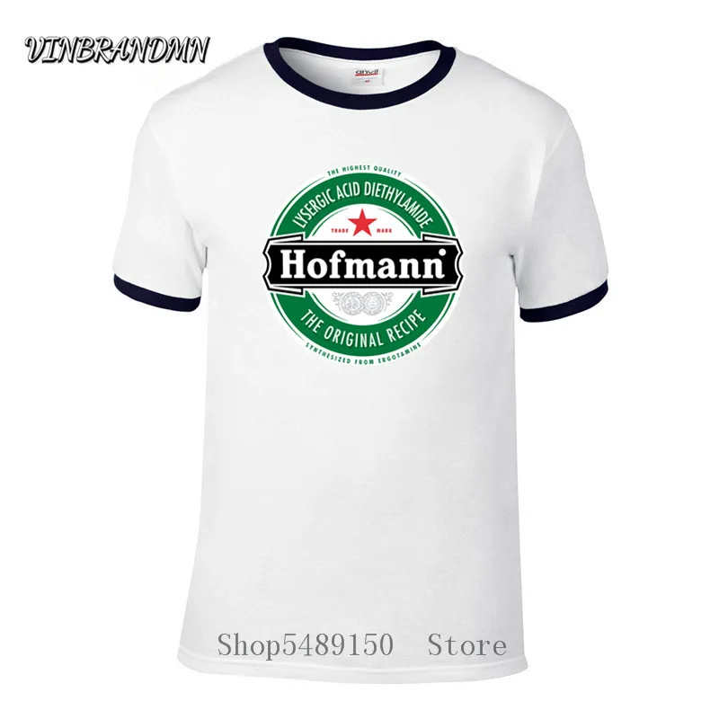 Funny Oversized Casual T-shirt Unique Adults Hofmann LSD Beer Label T Shirt Short Sleeve Top Tees Stretchy Organic Cotton Tshirt | Мужская