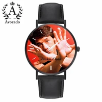 new all black leather watch kung fu celebrity jackie chan fashion personalized gift